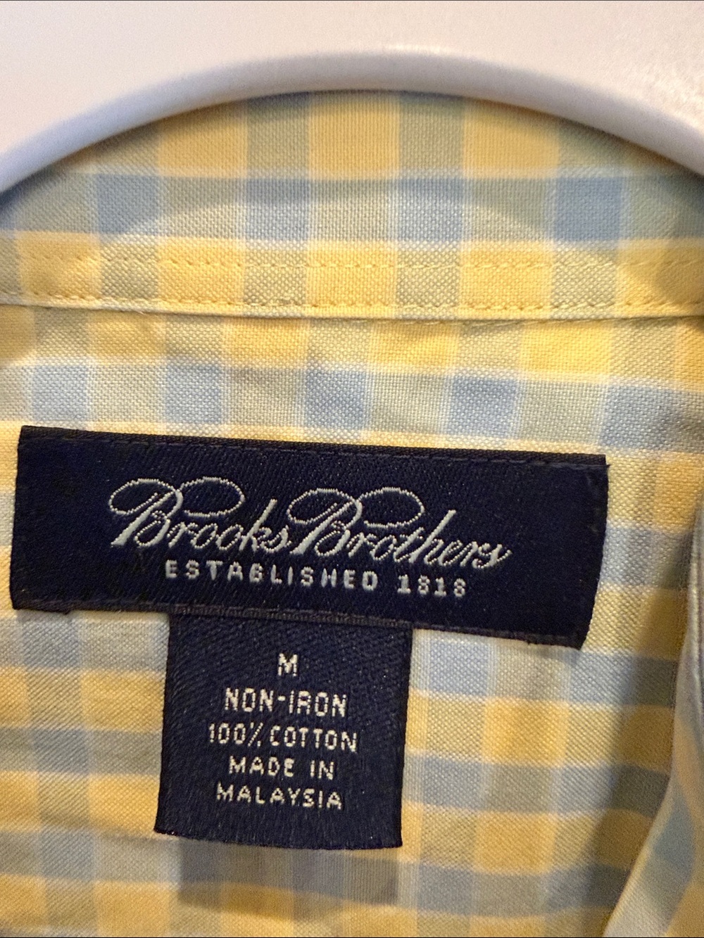 Brooks Brothers Light Blue & Yellow Check Dress Shirt - Picture 2 of 3
